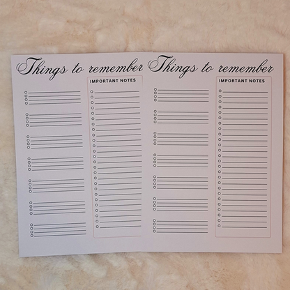 Reminder Sheets