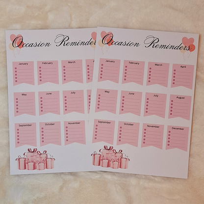 Reminder Sheets
