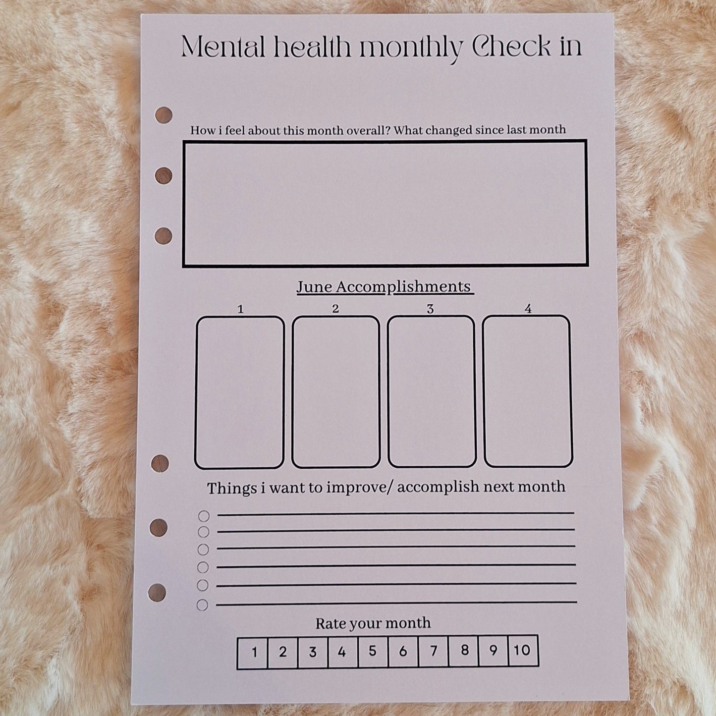Mental Health Journal sheets