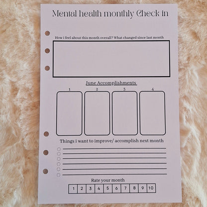 Mental Health Journal sheets